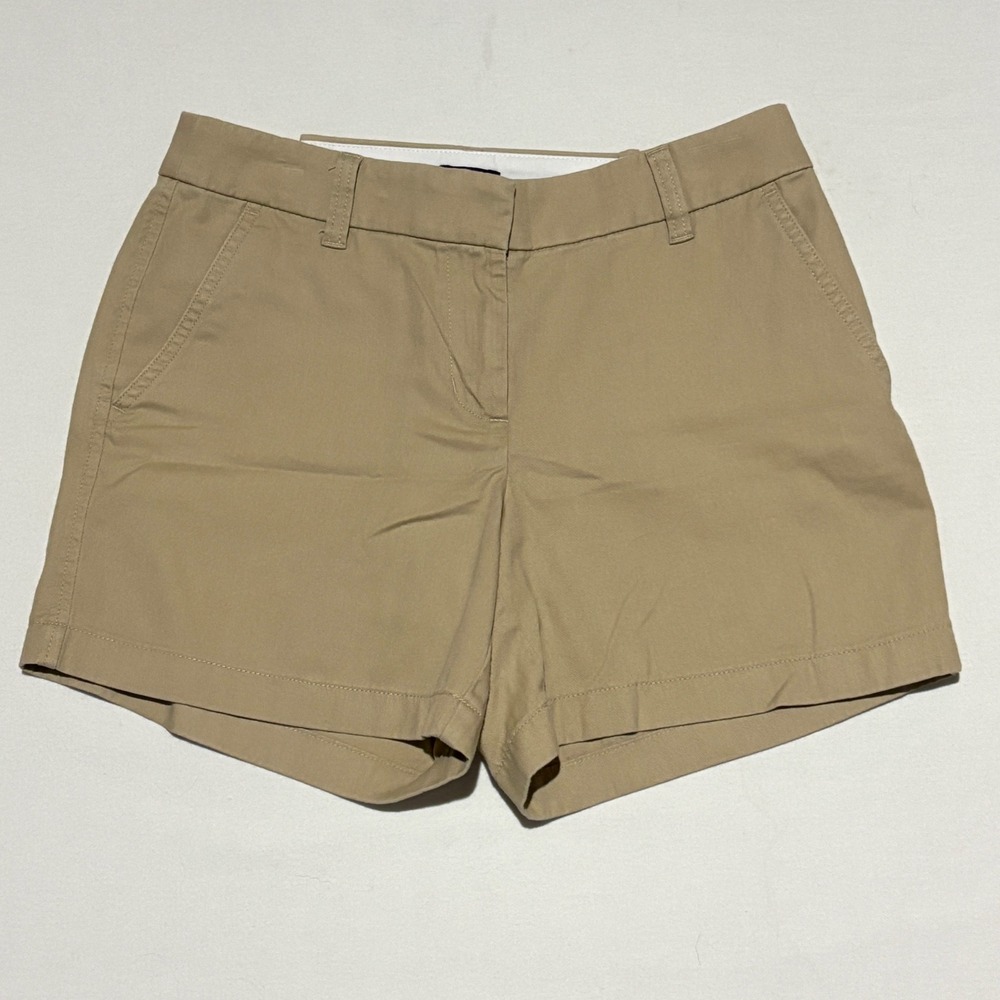 J.Crew Chino Shorts Womens 4 Khaki Cotton Twill Mid Rise Summer Casual Preppy